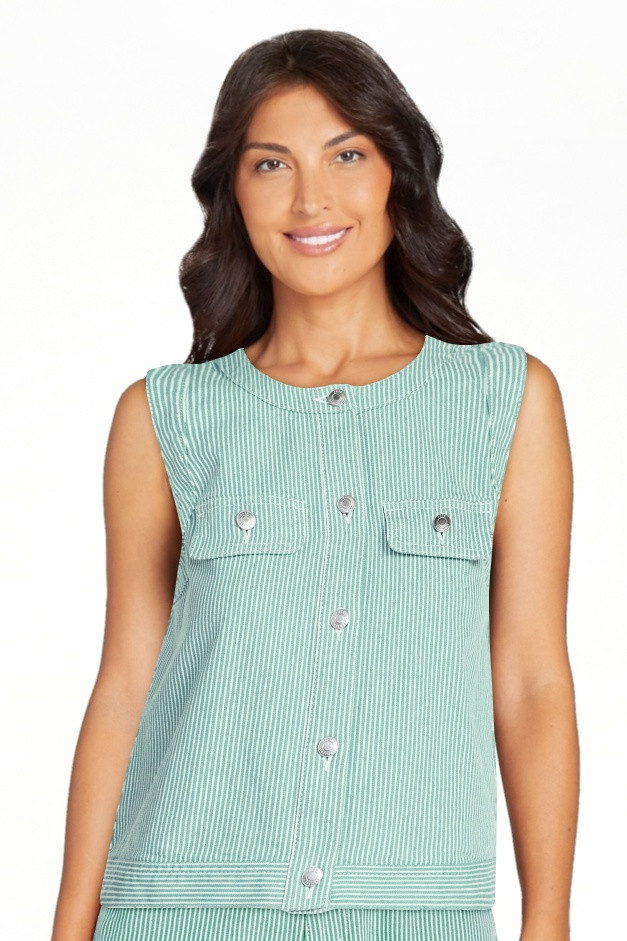 Free Assembly Women's and Women's Plus Button Front Sleeveless Denim Top, Sizes XS-4X | Walmart (US)