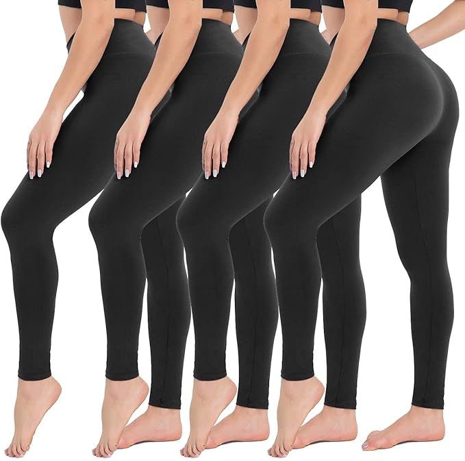 CAMPSNAIL 4 Pack Leggings for Women - High Waisted Soft Tummy Control Slimming Black Yoga Pants W... | Amazon (US)
