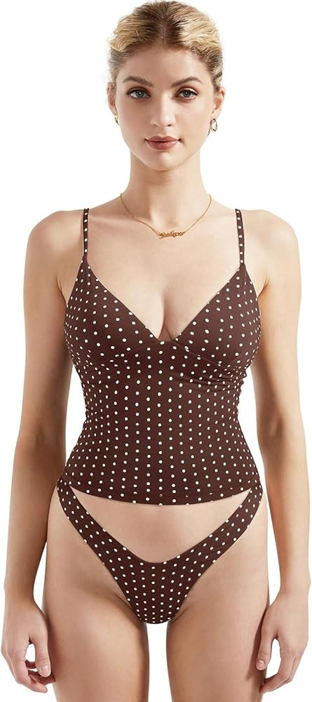 SUUKSESS Women Sexy Deep V Neck Sleeveless Fitted Basic Tops Y2K Tank Top Cami | Amazon (US)