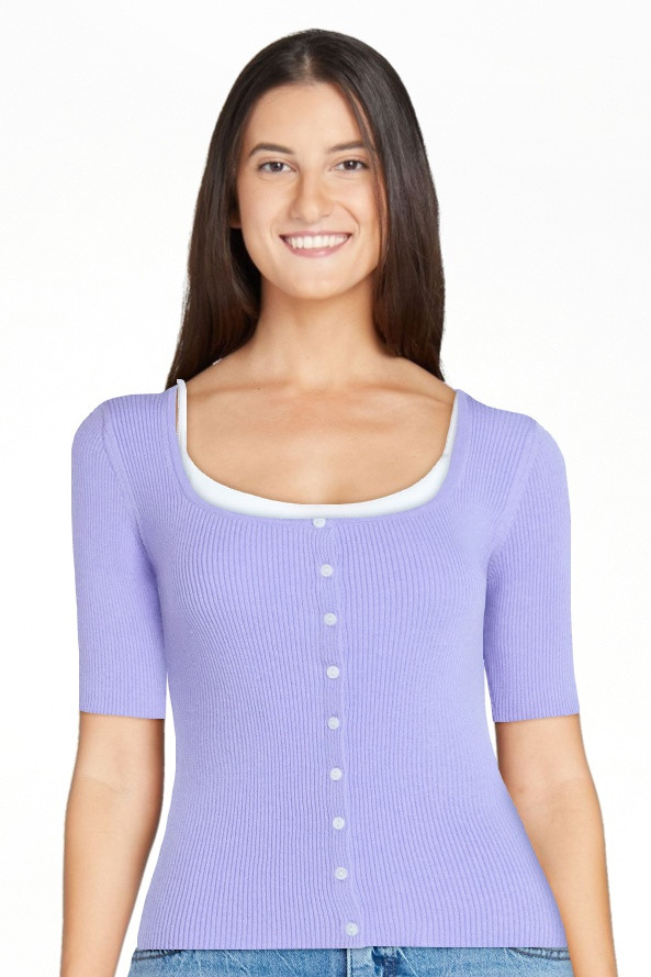 Scoop Women's Square Neckline Cardigan Sweater with Short Sleeves, Lightweight, Sizes XS-XXL | Walmart (US)