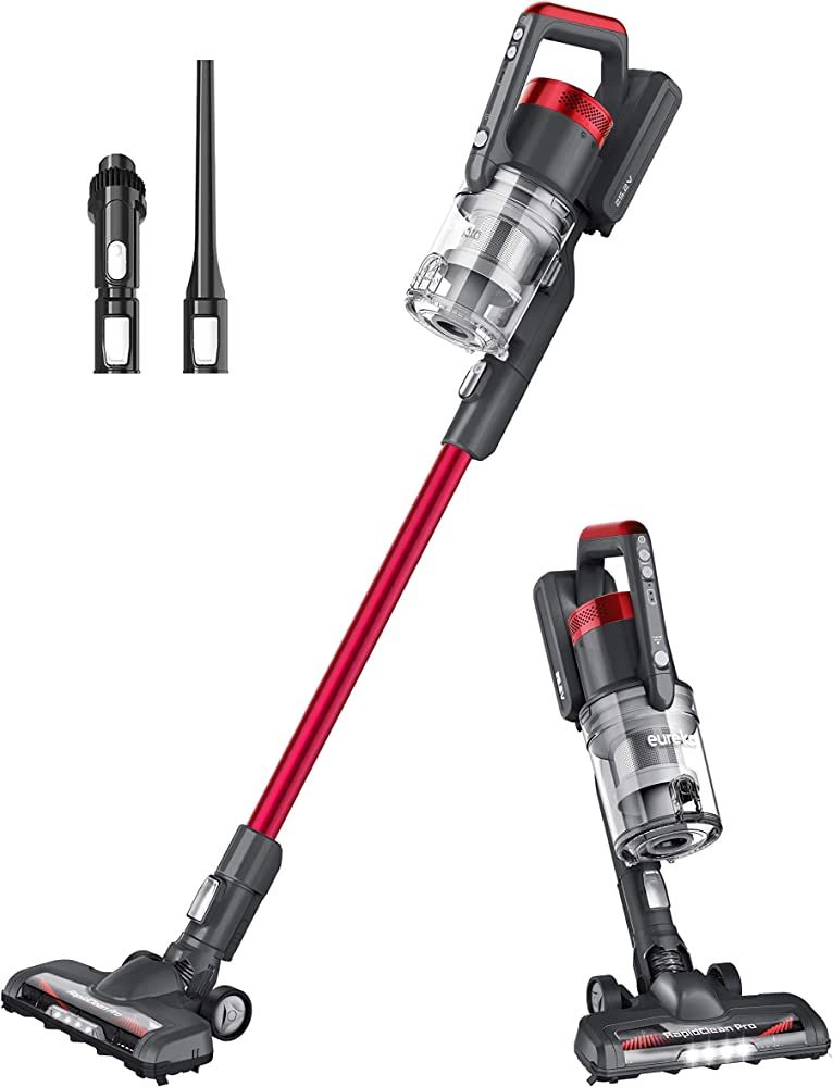 Eureka RapidClean Pro Lightweight Cordless Vacuum Cleaner, Convenient Stick and Handheld Vac, Red... | Amazon (US)