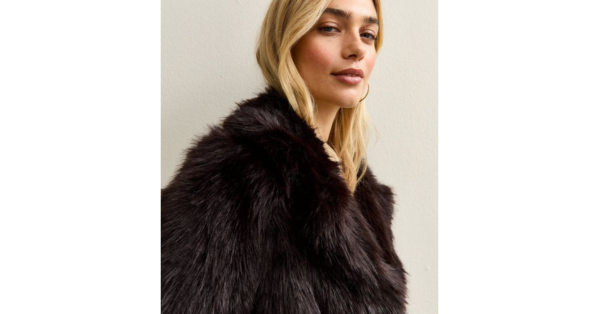 Dark Brown Faux Fur Coat | New Look | New Look (UK)