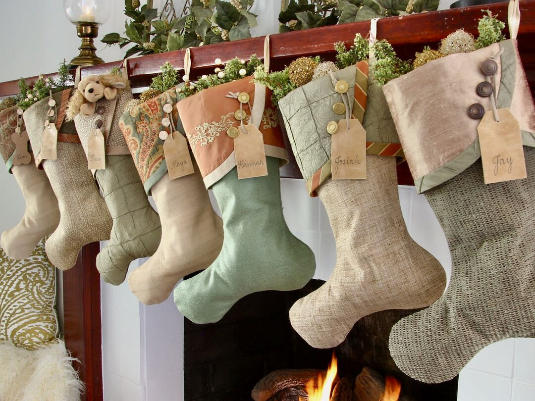 Sage Green and Rose Gold Christmas Stockings Premium, LIMITED Edition Shipping Included - Etsy | Etsy (US)