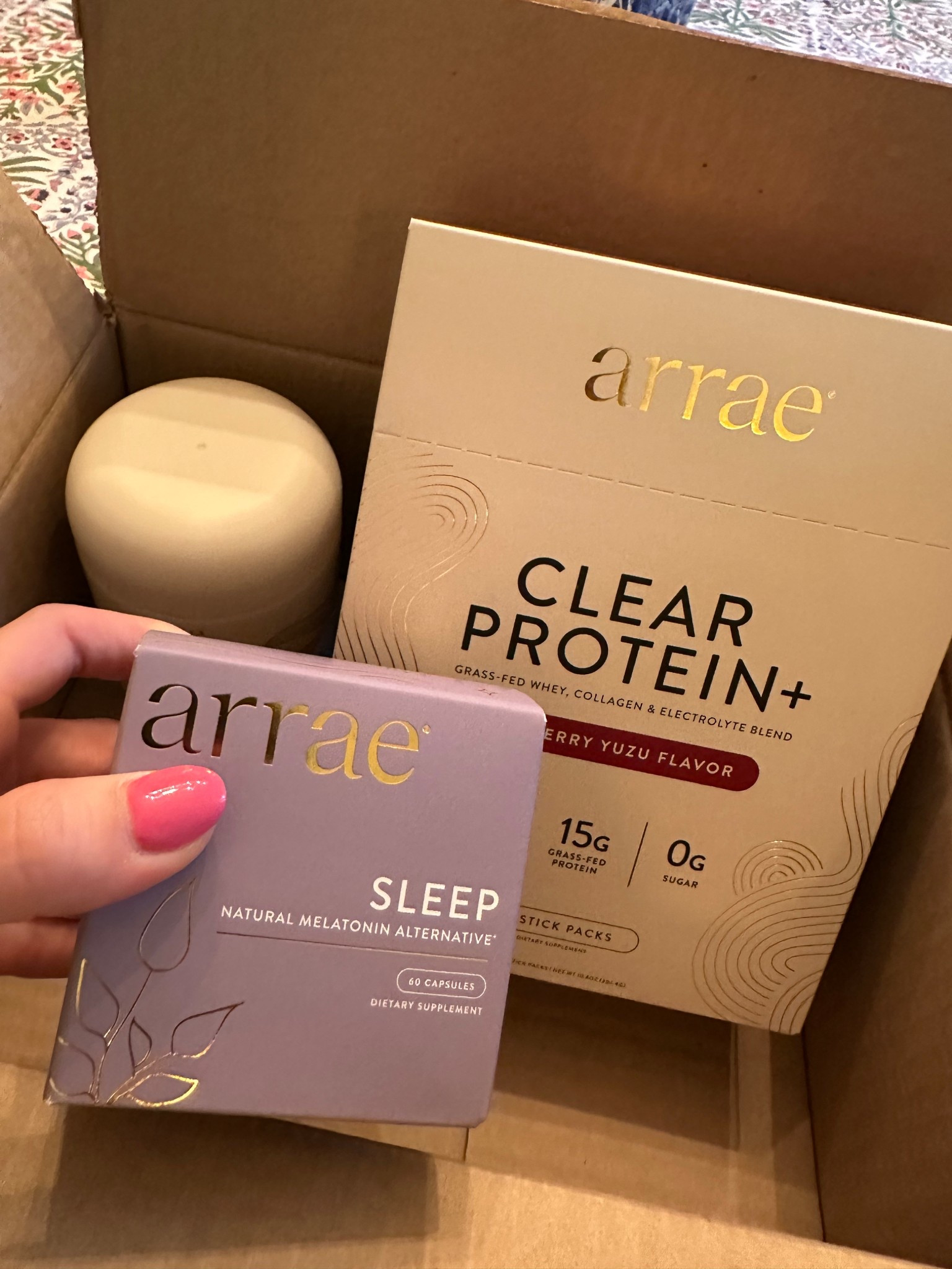 Just got these in the mail and love them! I have been using the sleep supplements most post partum and they help me sleep so well through the night! I don’t feel groggy in the morning and help me fall asleep and stay asleep. I am excited to try their protein powder and tone gummies! 🩷 little smoothie is about to get a boost - woo! lol 

#LTKBeauty