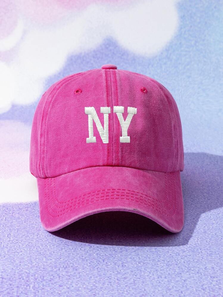 1pc Men's Embroidered Ny Design Washed Baseball Cap, Outdoor Adjustable Casual Visor Hat Street | SHEIN