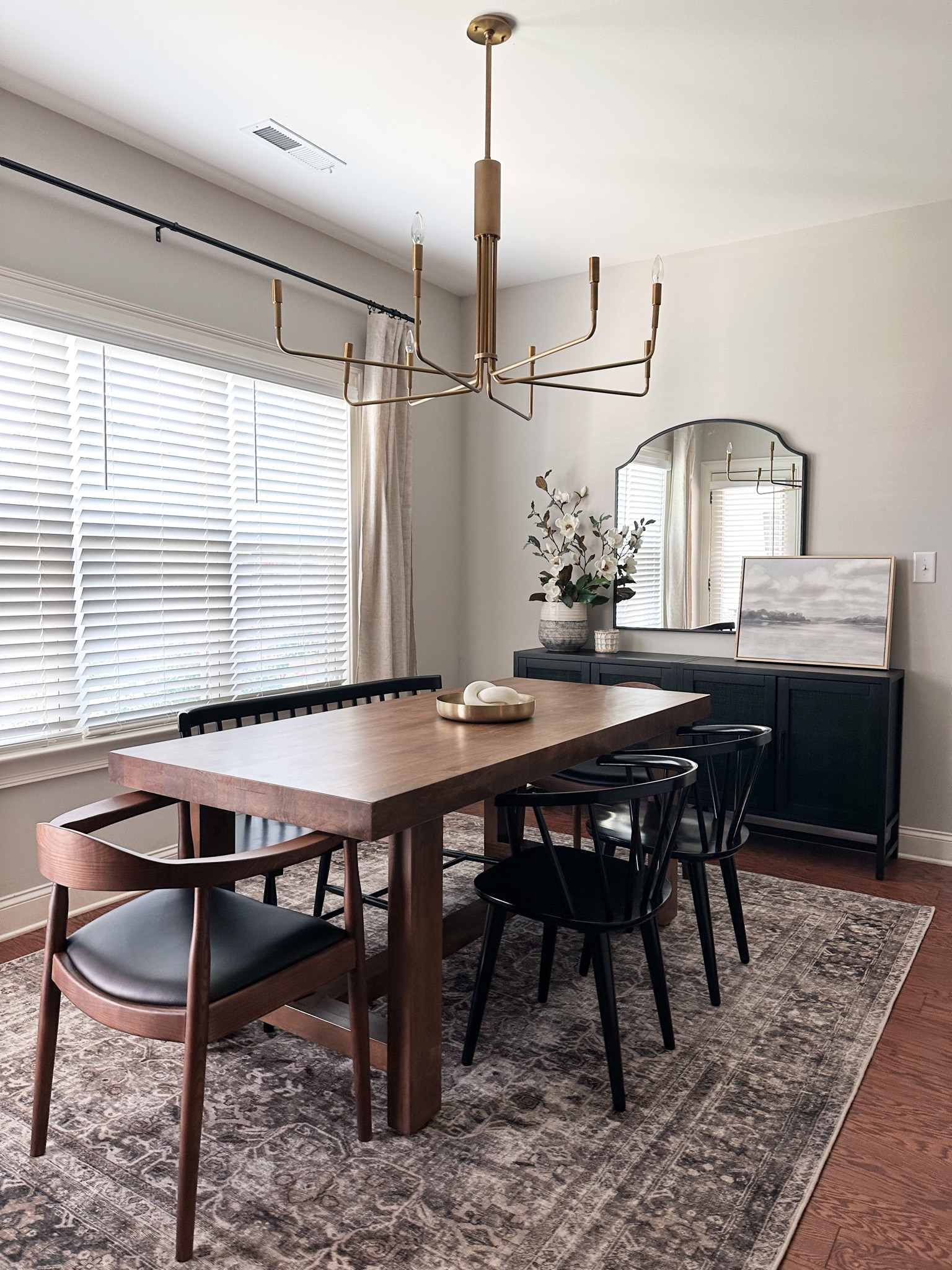 3 tips to elevate any room:
- ditch the builder grade lighting
- add curtains & a rug
- don't buy a set of furniture, instead you should mix & match
•
This room was designed for a Virtual Design client, who needed help with their dining space! We worked up a couple of design mood boards to paint the picture & created a shopping catalog with all the products she would need to execute the design!
•
From there, our client ordered the products & because she was local, we were able to do the install for her too!
•
Our clients are "OBSESSED" with how it turned out & wow, we are too! A total transformation that will be enjoyed for years to come.

#LTKhome #LTKstyletip #LTKsalealert