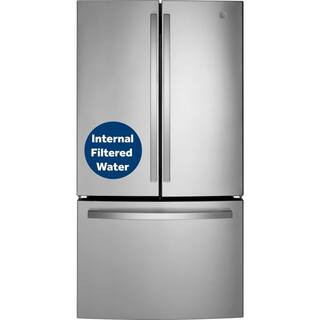 GE 27 cu. ft. French Door Refrigerator in Fingerprint Resistant Stainless with Internal Dispenser... | The Home Depot