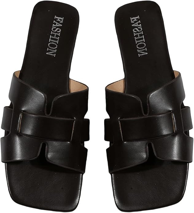GORGLITTER Flat H-Band Slide Sandal Cut Out Comfort Slip on Shoes | Amazon (US)