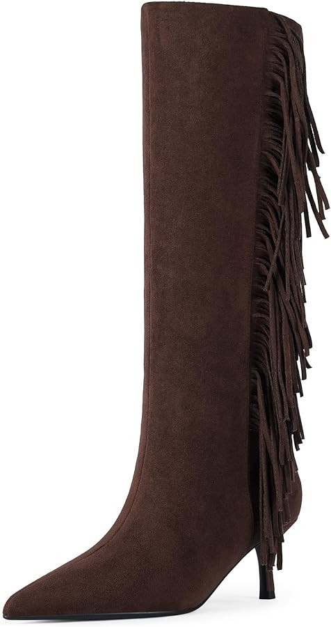 Modatope Knee High Boots Women Kitten Heels Tall Boots Pointed Toe Long Boot for Women | Amazon (US)