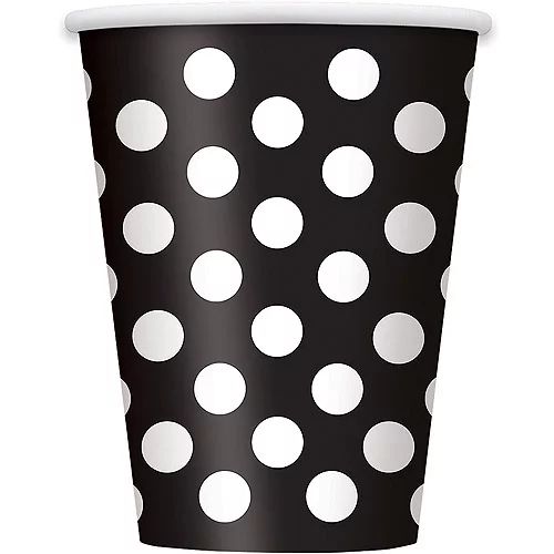 12oz Polka Dot Paper Cups, Black, 6ct - Walmart.com | Walmart (US)