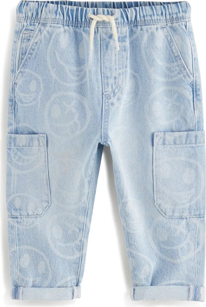 NEXT Kids' Smiley Graphic Cuff Hem Drawstring Cargo Jeans | Nordstrom | Nordstrom