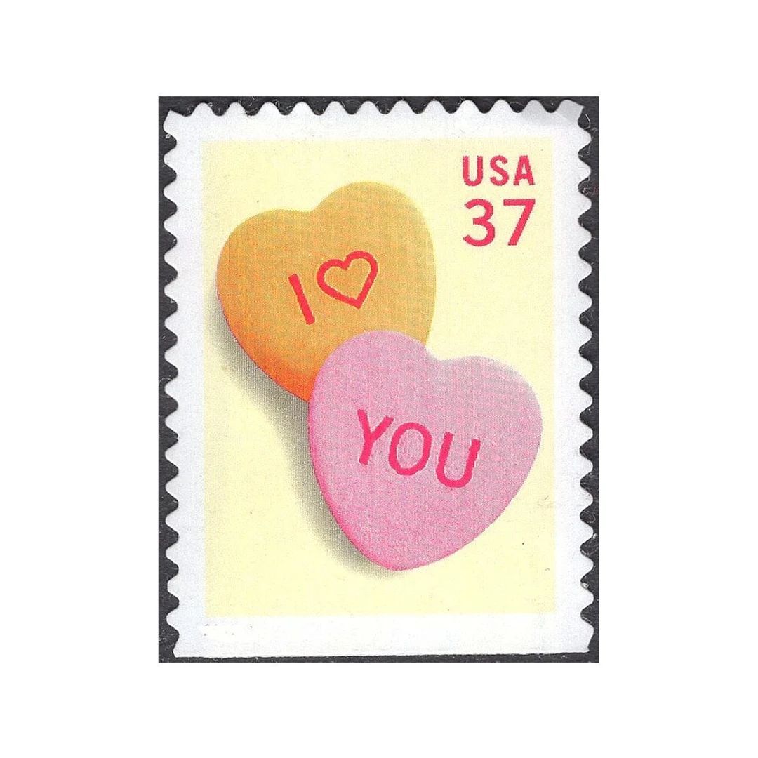 Ten 37c I LOVE You Candy Hearts Stamps .. Unused US Postage Stamp .. Perfect for wedding Invitati... | Etsy (US)