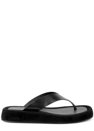 Ginza black leather flip flops | Harvey Nichols