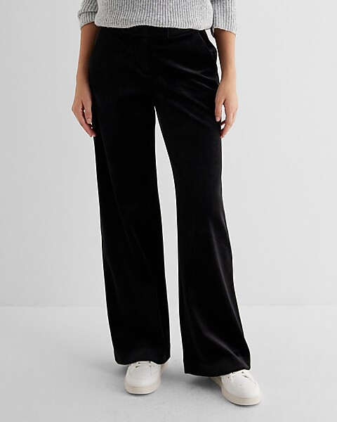 Editor Mid Rise Velvet Relaxed Trouser Pant | Express