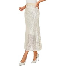 Women's Sequin Fishtail Skirt - Glitter Bodycon Mermaid Maxi Skirt | Amazon (US)