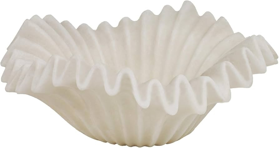 Braxio White Decorative Bowl – Resin Ruffle Bowl for Entryway, Dining Table Centerpiece, Fruit ... | Amazon (US)