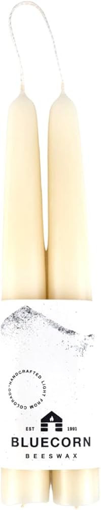 Bluecorn 100% Pure Beeswax Taper Candles | Natural Beeswax Candles, Ivory White Unscented Tapered... | Amazon (US)