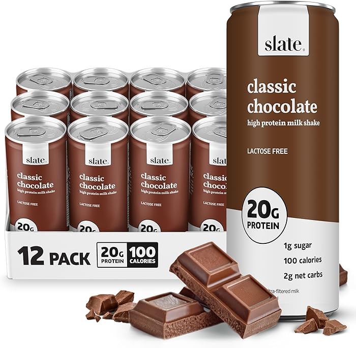 Slate Milk - High Protein Milk Shake - Classic Chocolate - Lactose Free, 20g Protein, 1g Sugar, 1... | Amazon (US)