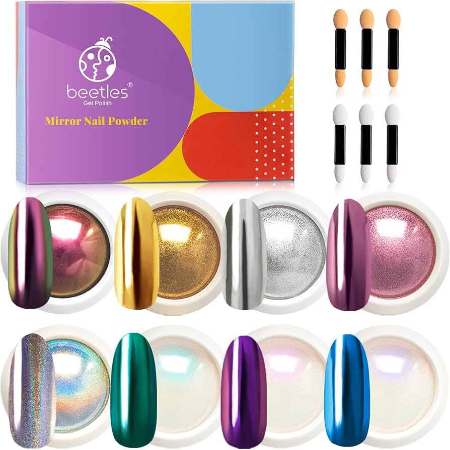 Beetles Chrome Nail Powder Mirror Effect Holographic Aurora Iridescent Pearlescent Manicure Chris... | Amazon (US)