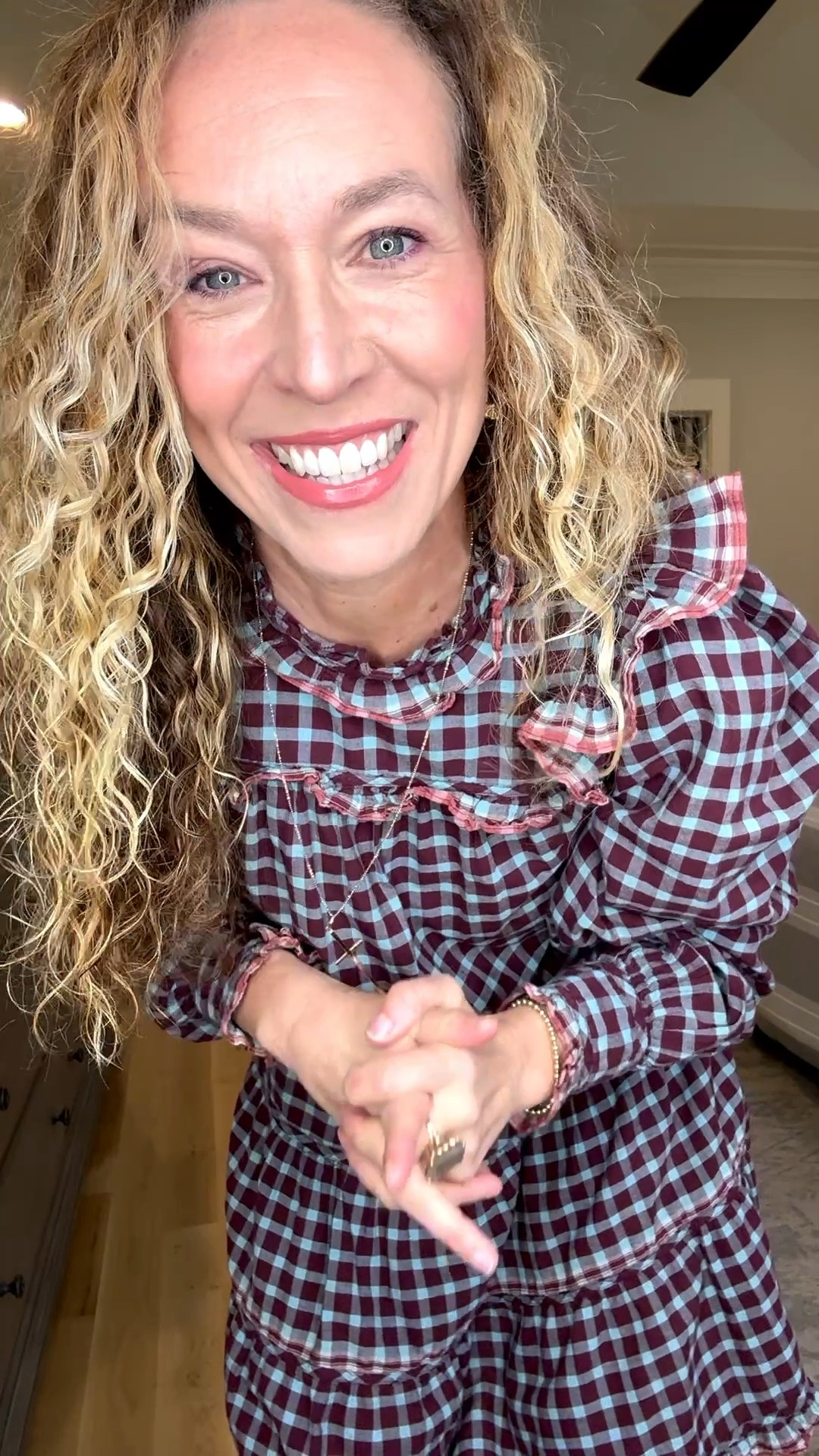 This is one of those pieces I wear constantly.  The gingham print and ruffle detail gift it youthful touches while still being perfect for any age!

I’m wearing a size 0 in this relaxed, comfortable style.

The fabric feels similar to a flannel shirt and works well for an easy throw on and go everyday look!

Great option for women over 40 and 50 looking for an easy, everyday outfit.

#LTKootd #LTKPetite #LTKOver40