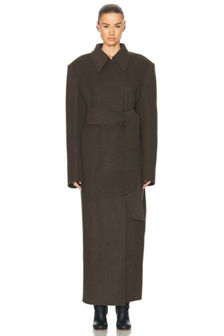 KHAITE Lea Coat in Olive | FWRD 