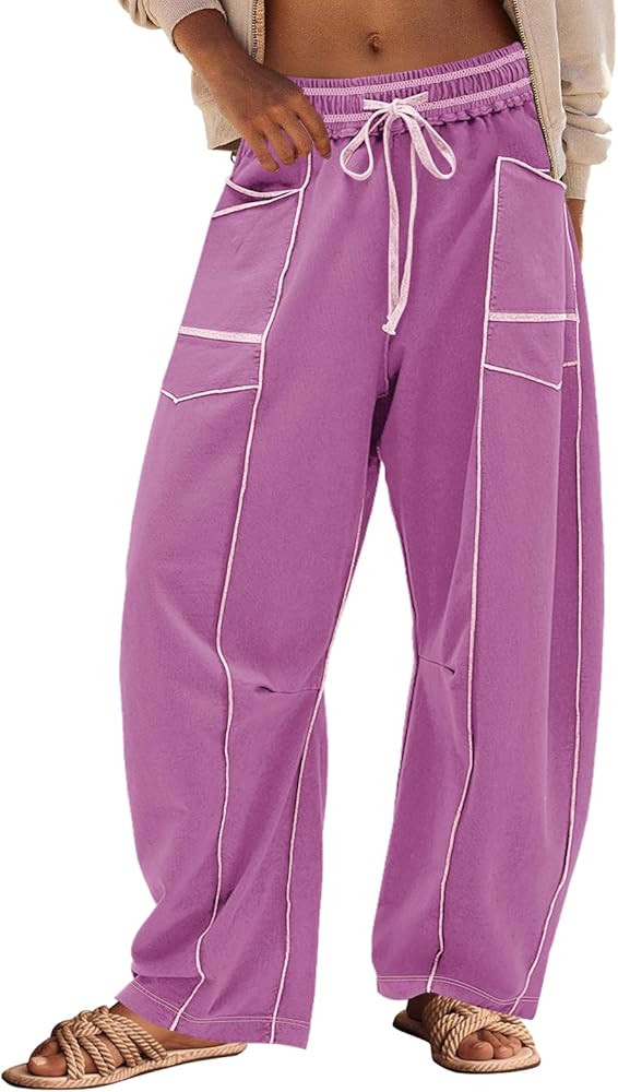Panadila Womens Barrel Pants Drawstring Wide Leg Sweatpants Baggy Summer Lounge Pants Casual Beac... | Amazon (US)