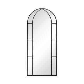 NEUTYPE 31 in. W x 71 in. H Modern Oversize Arch Metal Framed Black Full-Lenth Floor Mirror A-MR0... | The Home Depot