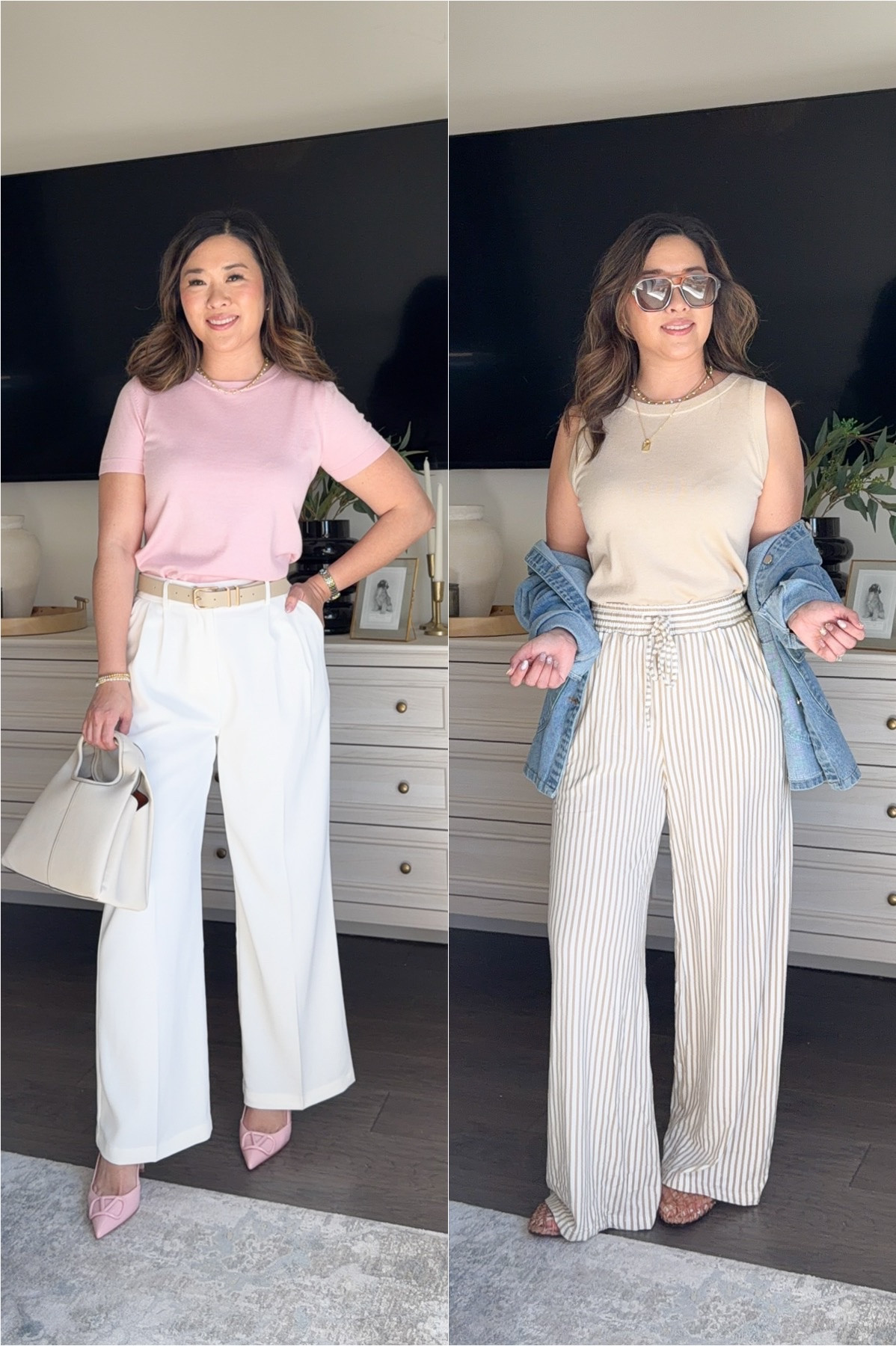 Amazon spring outfits // crewneck tops // trousers // striped elastic pants 

#LTKootd #LTKPetite #LTKSeasonal