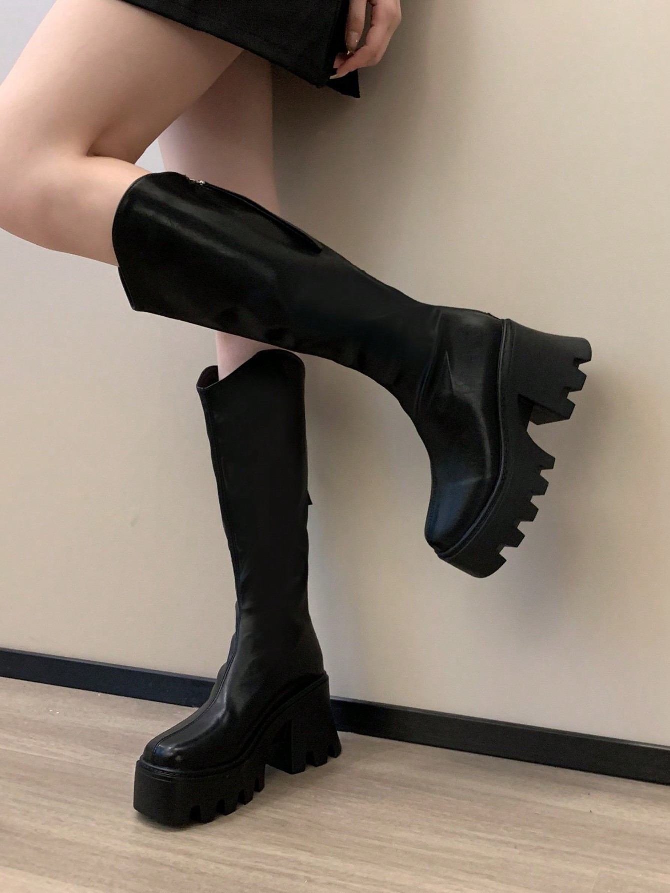 Women's Fashionable New Style Thick Bottom Chunky Heel Knee High Riding Boots | SHEIN