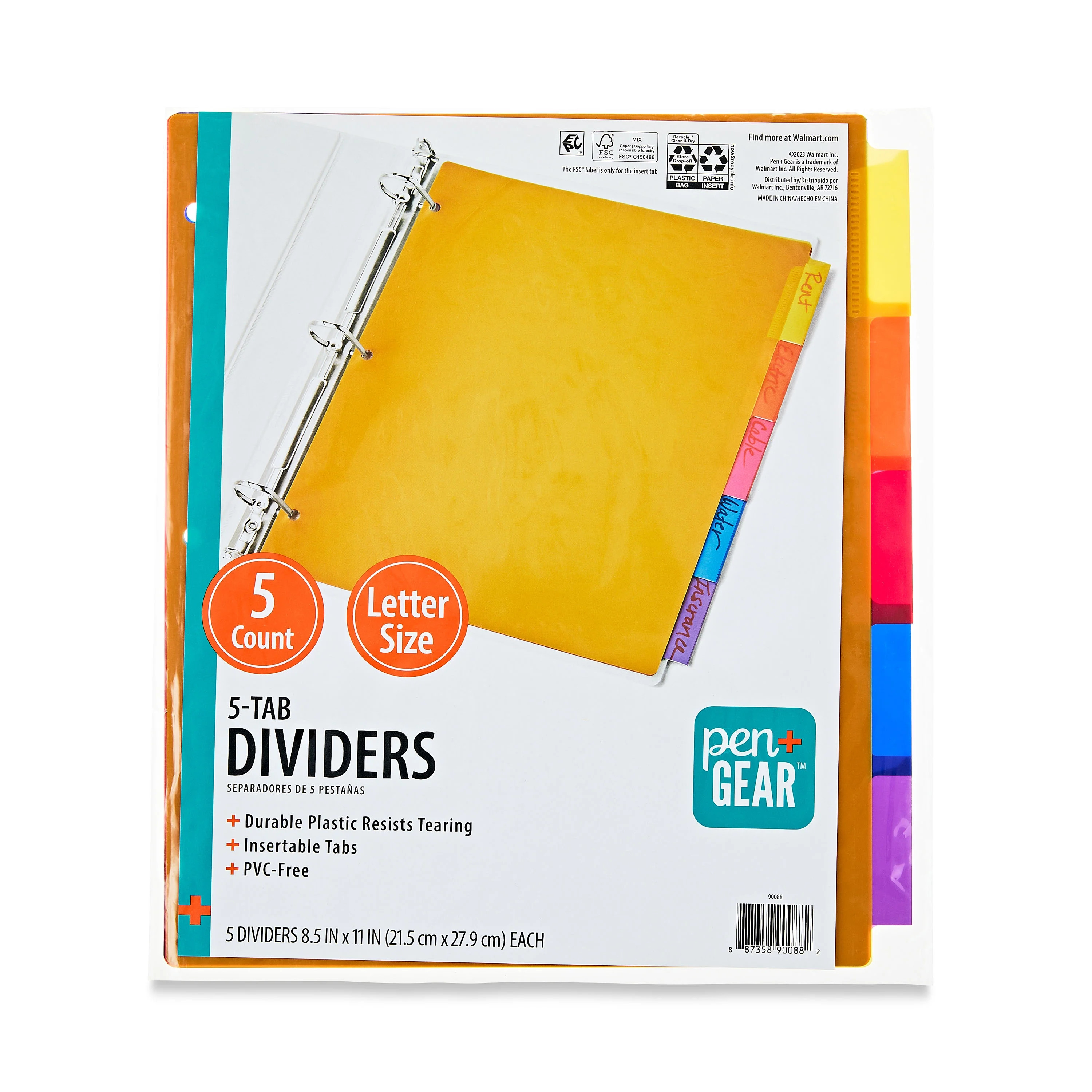 Pen+Gear 5-Tab Insert Dividers, Bright, 5 Count (0088) | Walmart (US)