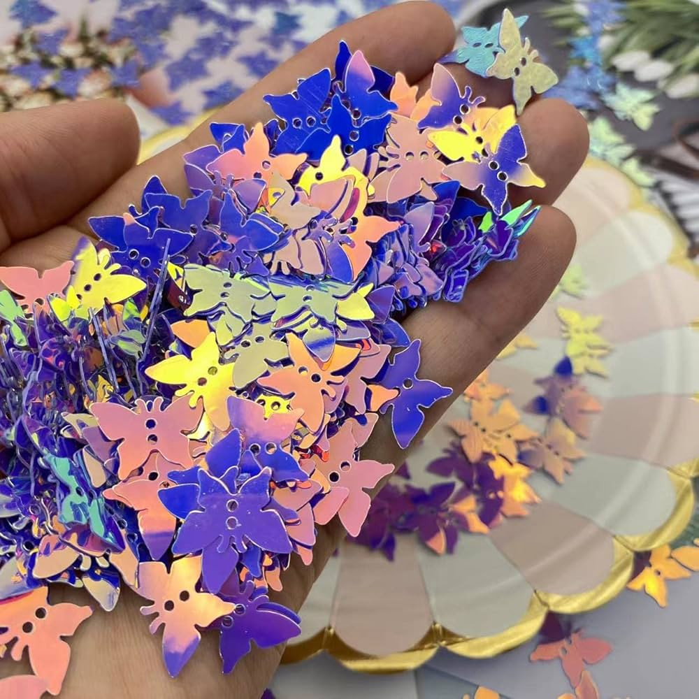 800 Pieces Holographic Butterfly Party Glitter PVC Confetti for Handicrafts, Card DIY, Engagement... | Amazon (US)