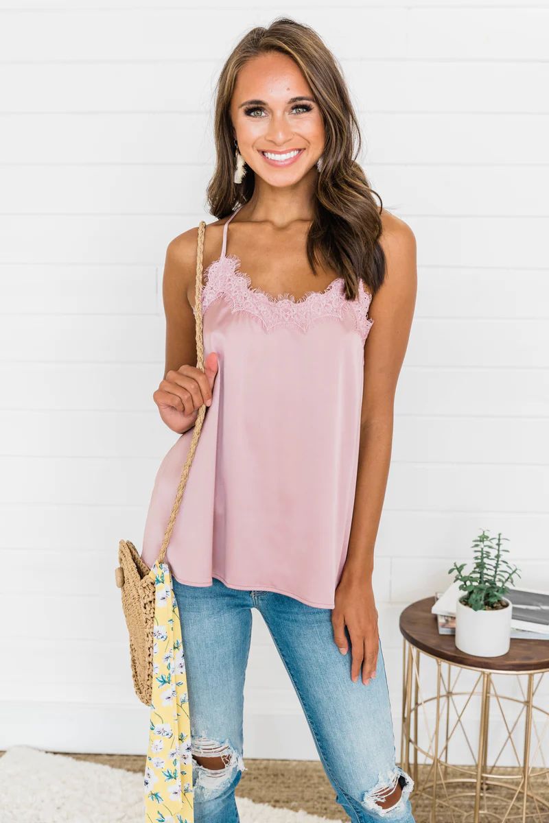 Precious To My Heart Mauve Lace Tank | The Pink Lily Boutique
