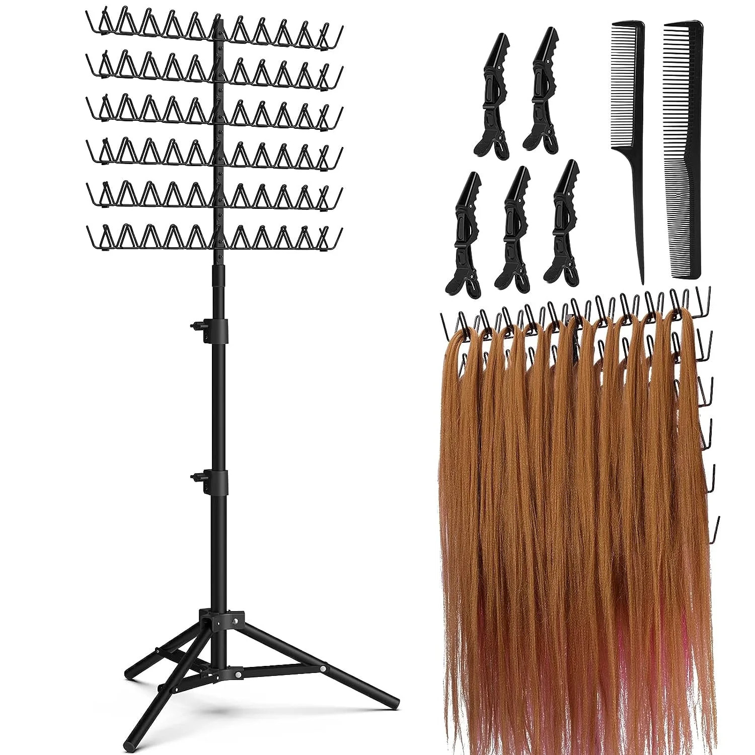Height Adjustable Braiding Hair Rack with 120 Pegs, Standing Hair Extension Holder for Braiding H... | Walmart (US)