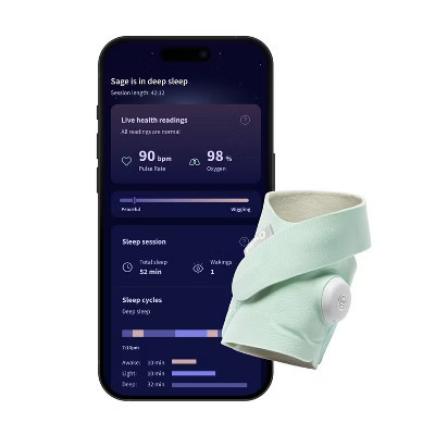 Owlet Dream Sock - Smart Wearable Baby Breathing and Movement Monitor with Live Heart Rate & Oxygen Alerts - Mint | Target