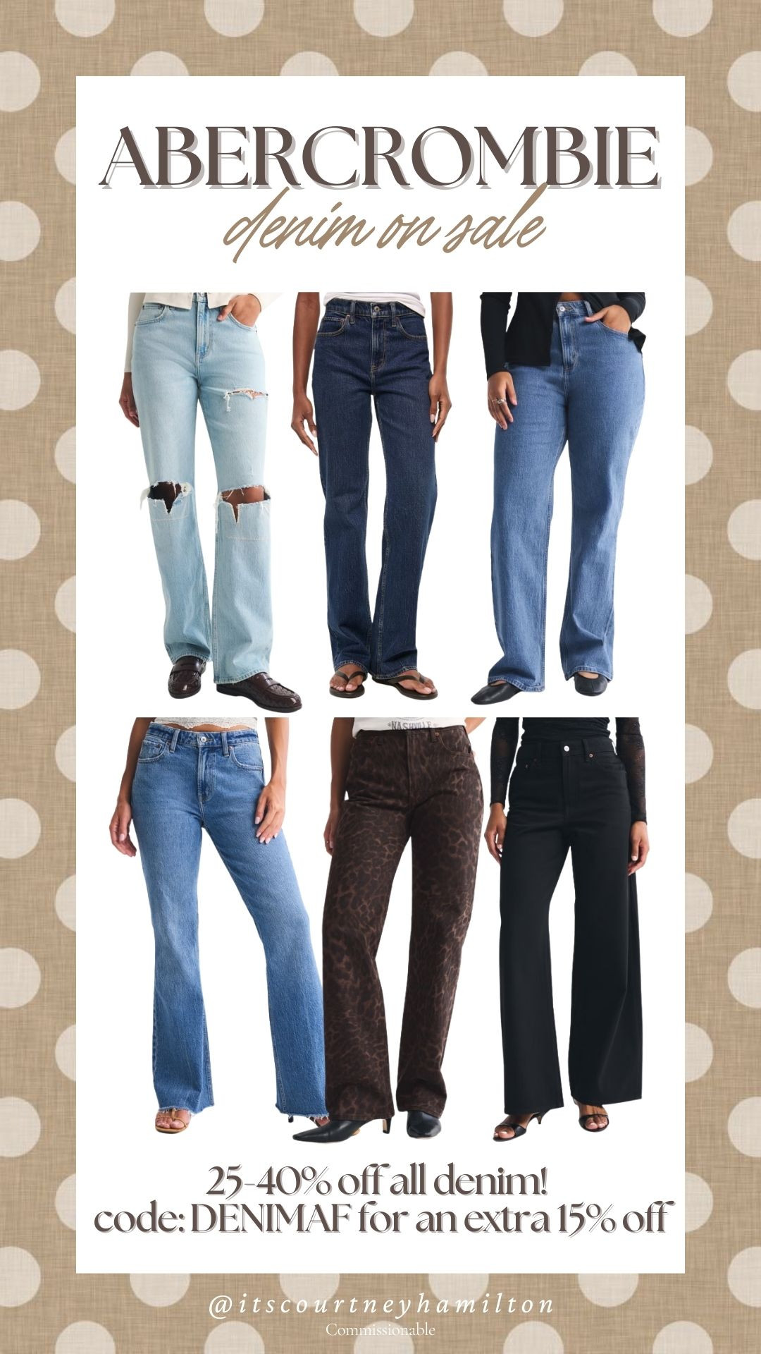 25-40% off all Abercrombie denim! Use code: DENIMAF for an extra 15% off

sale alert, curve love, wide leg jeans, bootcut jeans, straight leg jeans, new arrivals, midsize fashion, courtney hamilton 

 #LTKSeasonal #LTKSaleAlert #LTKMidsize