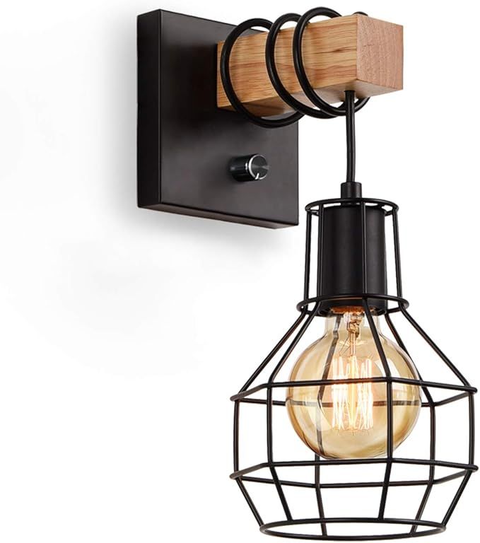 Lightess Black Wall Sconces with Dimmer Switch, Vintage Cage Wall Mount Light Fixture Industrial ... | Amazon (US)