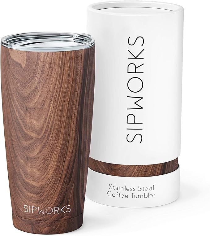 Sipworks Stainless Steel Coffee Tumbler: Double-Wall Vacuum Insulated Spill-proof Travel Mug Meta... | Amazon (US)