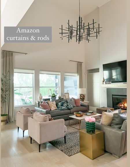 Took down Christmas and put up new amazon curtains! Absolutely luv these curtains. A total bargain for the quality! Luxury velour blackout curtains. I got the 120” and these amazon brass and lucite curtain rods. Such a great amazon find ltk find 

#LTKFind #LTKSeasonal #LTKhome