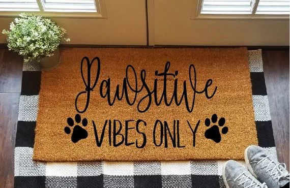 Pawsitive Vibes Only Doormat Welcome Mat | Etsy | Etsy (US)