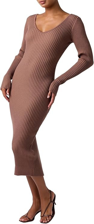 Lulus Womens Georgie Midi Sweater Dress | Amazon (US)