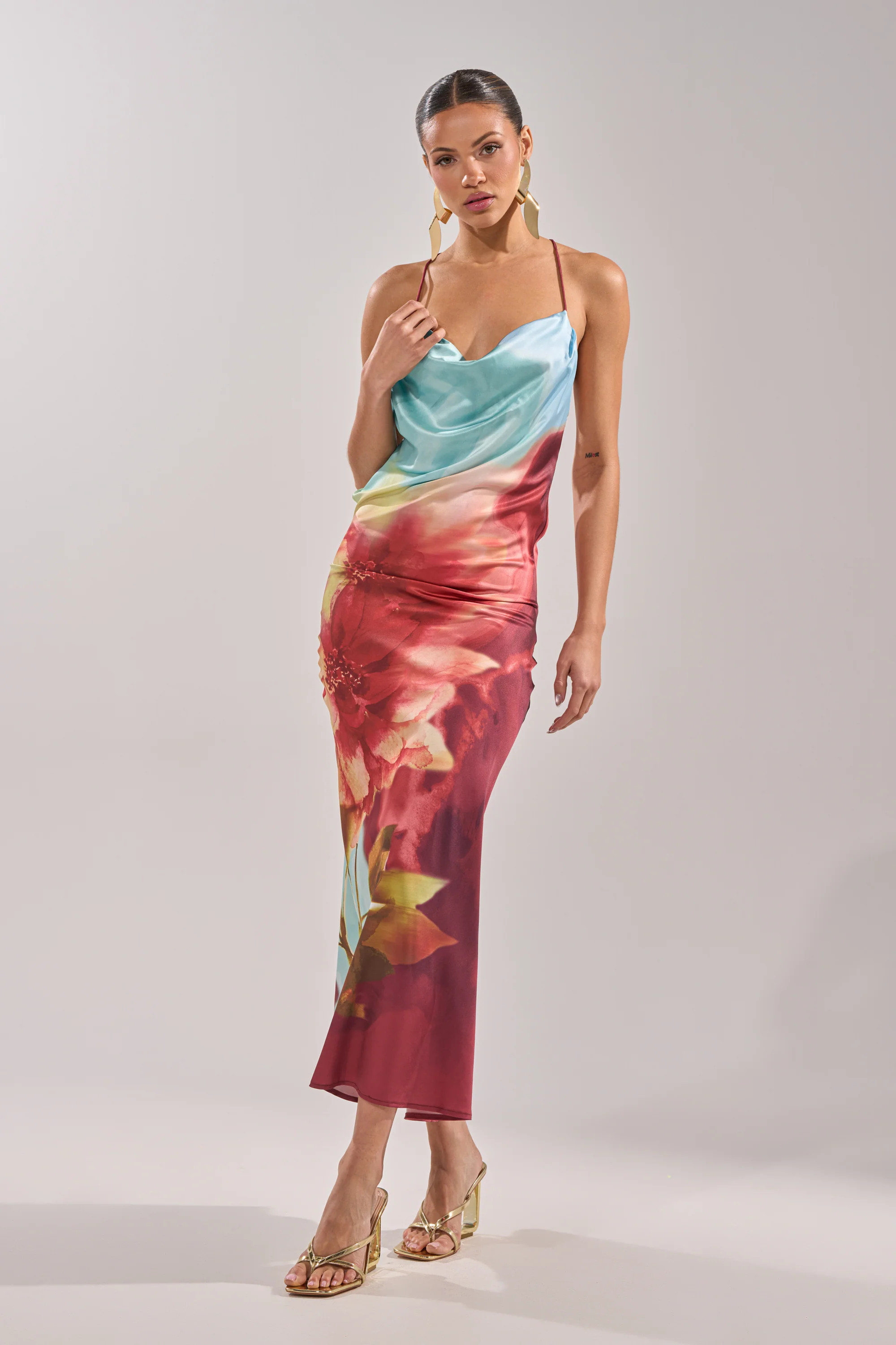WORK OF ART SATIN MAXI DRESS | AKIRA