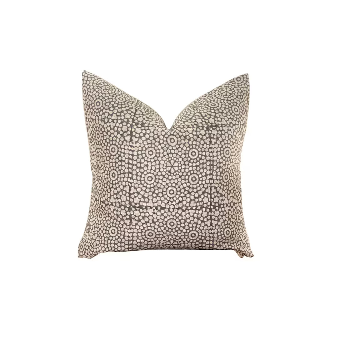 Rowan Natural Beige With Charcoal Dot Pattern Decorative Pillow Cover, Charcoal and Beige Pattern... | Etsy (US)