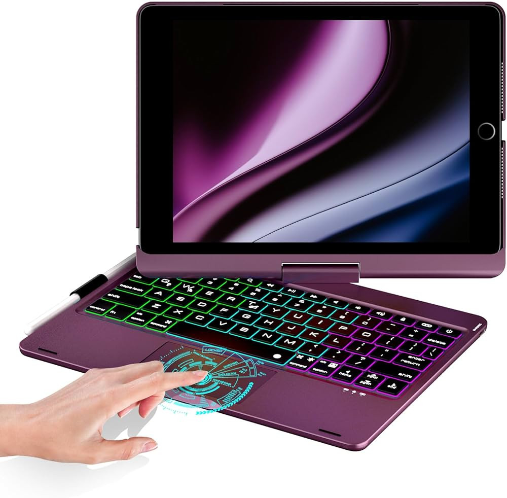 BABG Keyboard Case for iPad 9th Generation, 360° Rotatable Backlit Keyboard with Pencil Holder f... | Amazon (US)
