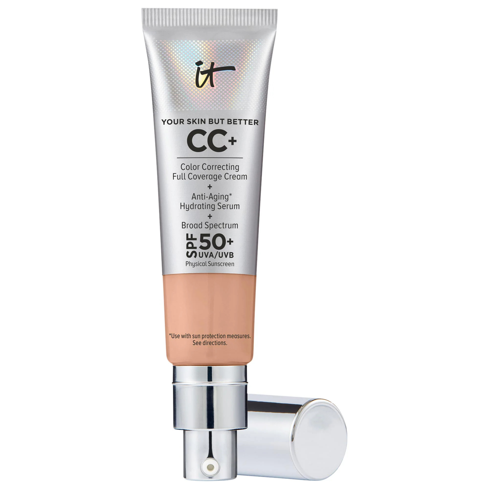 IT Cosmetics CC+ Cream Full Coverage Color Correcting Foundation with SPF 50+ Medium Cool 1.08 oz / 32 mL | Sephora (US)