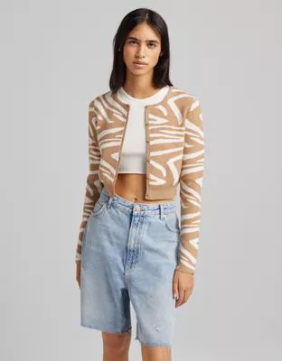 Bershka zebra print cardigan in camel - part of a set | ASOS | ASOS (Global)