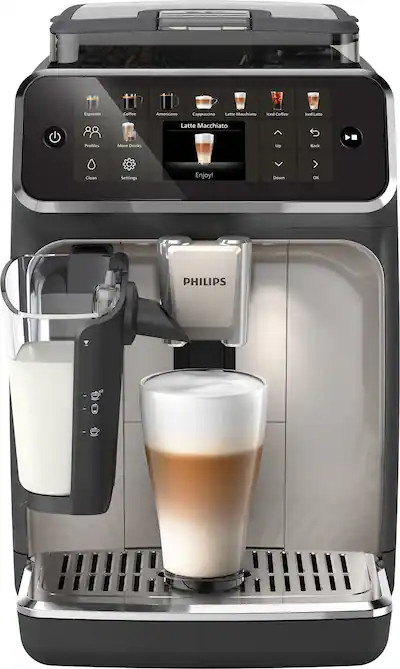 Philips - 5500 Fully Automatic Espresso Machine with LatteGo Milk Frother, Grey Chrome - Black/Si... | Best Buy U.S.