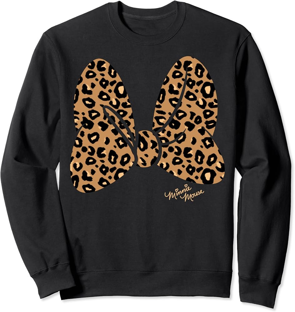 Disney Minnie Mouse Leopard Print Bow Sweatshirt, Long Sleeve | Amazon (US)