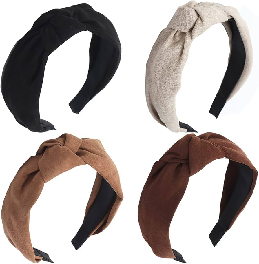Lvyeer 4 Pack Knotted Headbands for Women Suede Headbands Fashion Knot Headbands Non Slip Hairban... | Amazon (US)