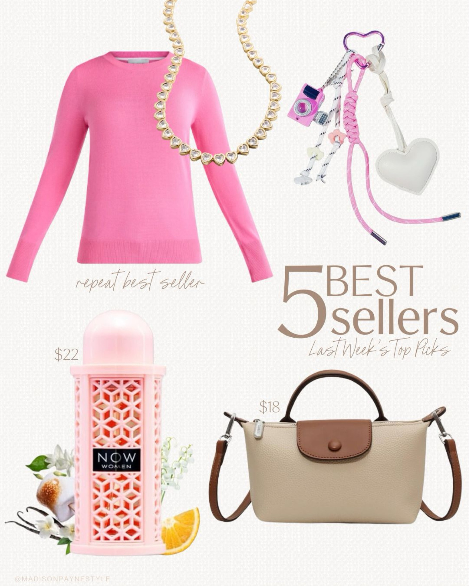$18 Amazon handbag was a best seller last week 🥰 along with a lightweight sweater, heart tennis necklace, bag charm, and Burberry look for less perfume 

Amazon handbag, necklace, baublebar, baublebar necklace, bag charm, perfume, Burberry, look for less, longchamp look for less, Madison Payne 

#LTKFindsUnder50 #LTKSeasonal #LTKStyleTip