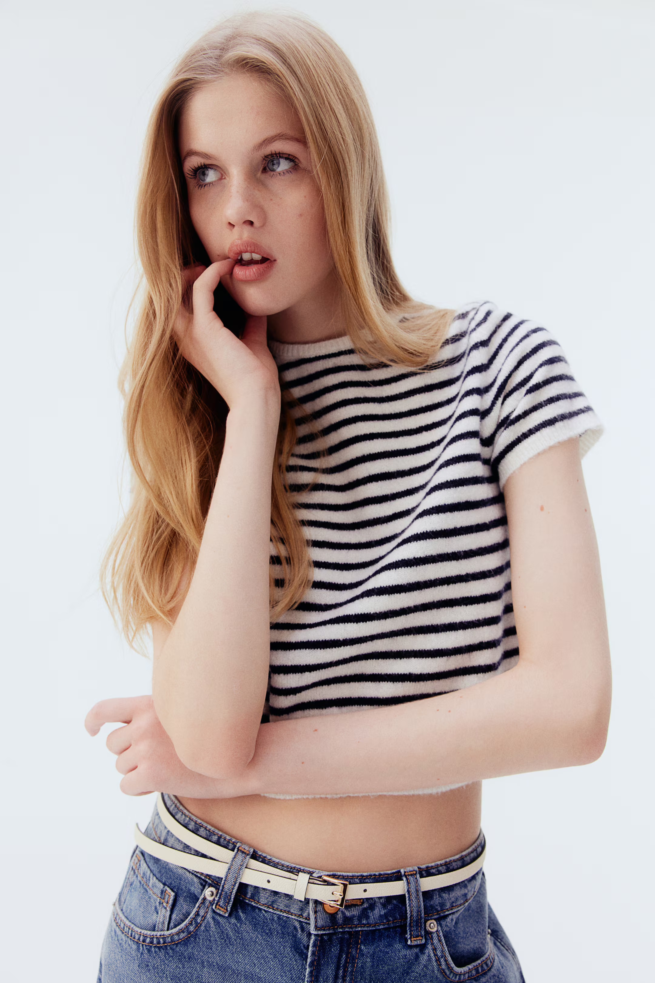 Fine-Knit T-Shirt - Light pink - Ladies | H&M US | H&M (US + CA)